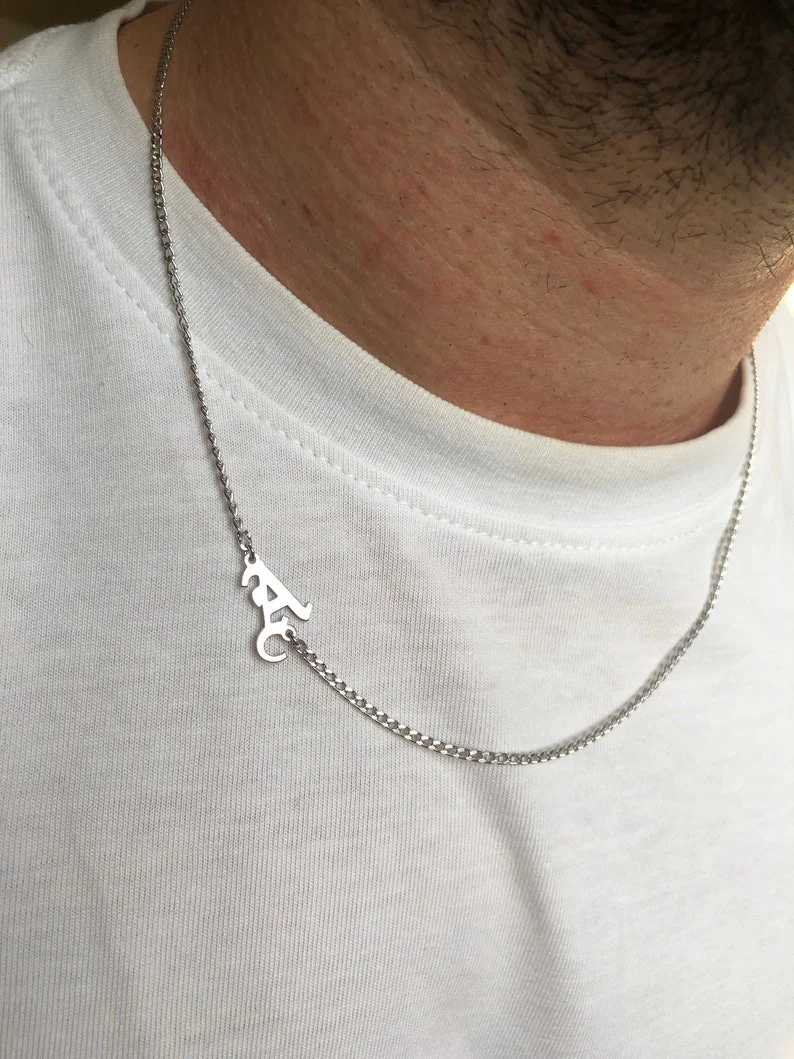 RARE PRINCE by CARAT SUTRA | Minimalist Solid 4mm Miami Cuban Link Chain with Custom Name Initial (Rhodium Plated) | 925 Sterling Silver Chain | Men's Jewelry | With Certificate of Authenticity and 925 Hallmark - Image 2