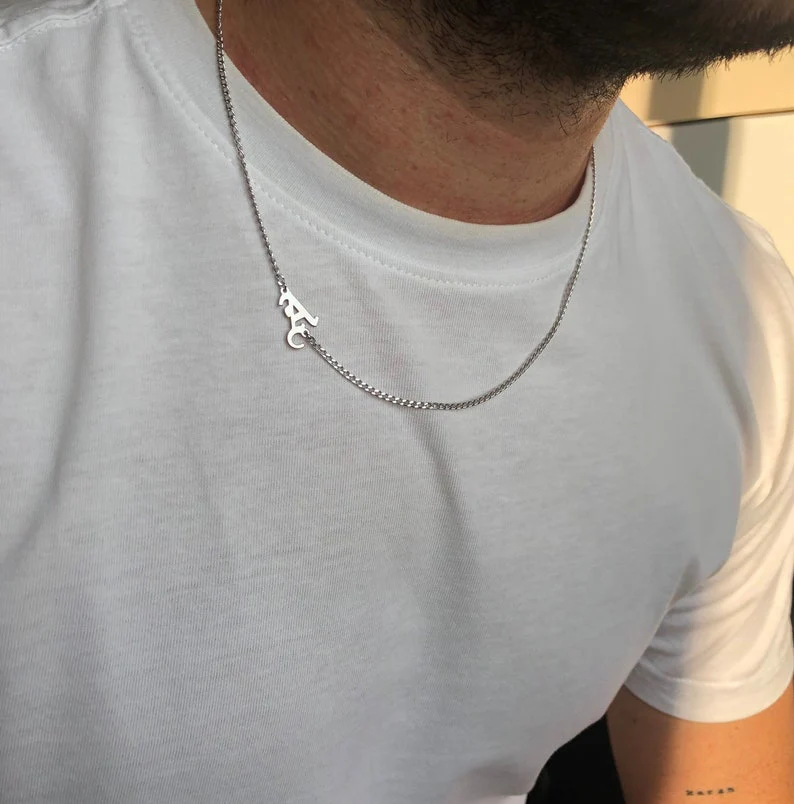 RARE PRINCE by CARAT SUTRA | Minimalist Solid 4mm Miami Cuban Link Chain with Custom Name Initial (Rhodium Plated) | 925 Sterling Silver Chain | Men's Jewelry | With Certificate of Authenticity and 925 Hallmark - Image 3