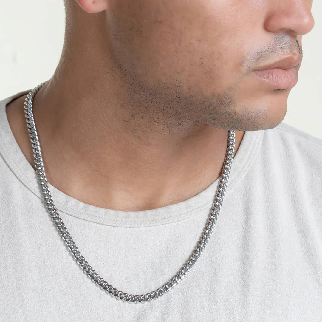 RARE PRINCE by CARAT SUTRA | Solid 8mm Miami Cuban Link Chain with Plain Lock (Rhodium Plated) | 925 Sterling Silver Chain | Men's Jewelry | With Certificate of Authenticity and 925 Hallmark - Image 2