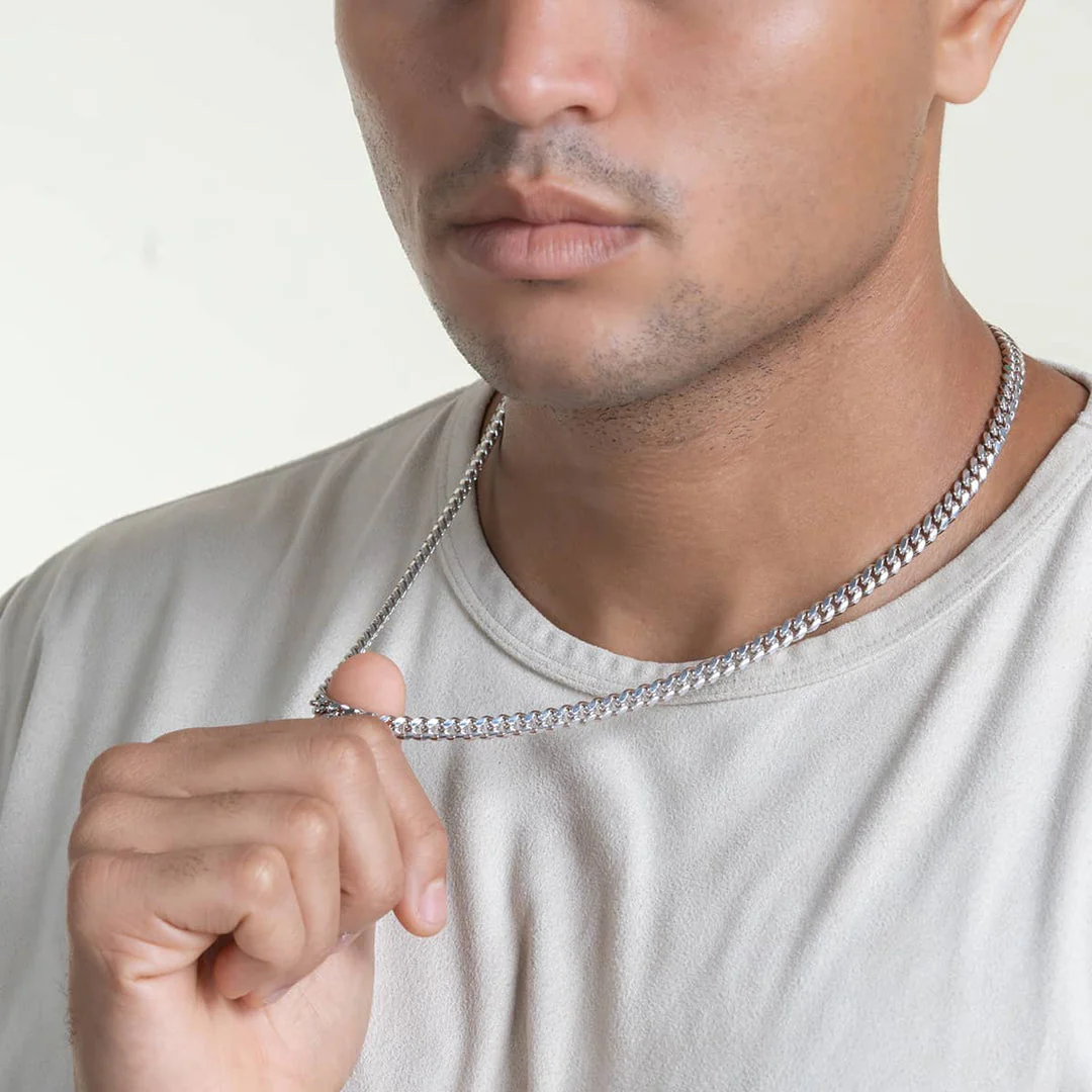 RARE PRINCE by CARAT SUTRA | Solid 8mm Miami Cuban Link Chain with Plain Lock (Rhodium Plated) | 925 Sterling Silver Chain | Men's Jewelry | With Certificate of Authenticity and 925 Hallmark - Image 3
