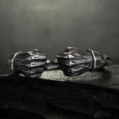 RARE PRINCE by CARAT SUTRA | Unique 925 Silver Oxidized Fists Cuff | Bracelet for Men | 925 Sterling Silver Cuff | Men's Jewelry | With Certificate of Authenticity and 925 Hallmark - Image 4