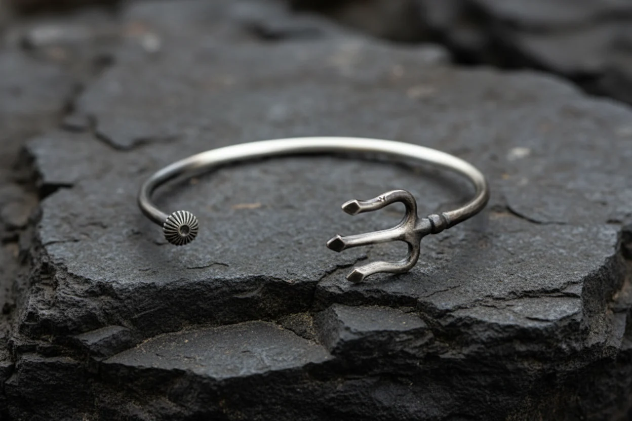 RARE PRINCE by CARAT SUTRA | Unique Trishul Symbol Bracelet | 925 Sterling Silver Oxidized Bracelet | Men's Jewelry | With Certificate of Authenticity and 925 Hallmark