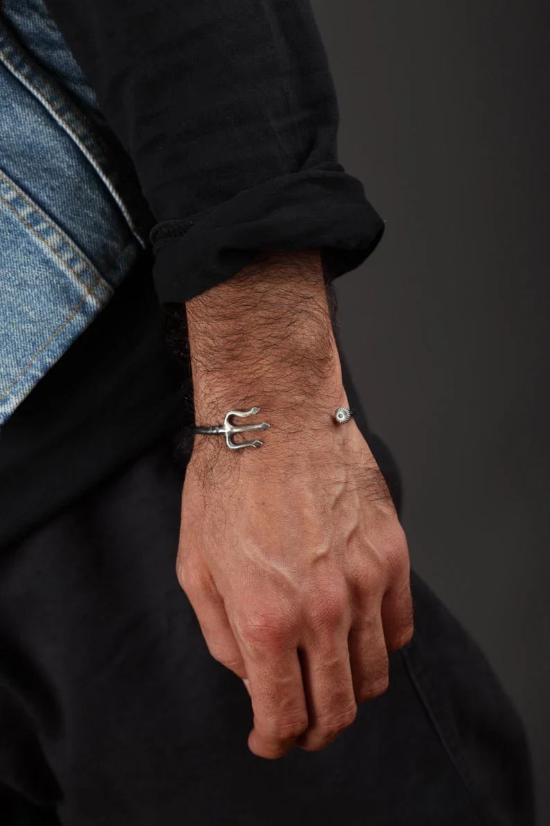 RARE PRINCE by CARAT SUTRA | Unique Trishul Symbol Bracelet | 925 Sterling Silver Oxidized Bracelet | Men's Jewelry | With Certificate of Authenticity and 925 Hallmark - Image 2