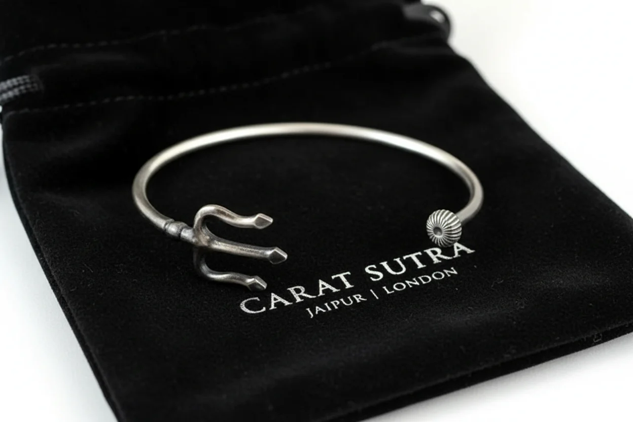 RARE PRINCE by CARAT SUTRA | Unique Trishul Symbol Bracelet | 925 Sterling Silver Oxidized Bracelet | Men's Jewelry | With Certificate of Authenticity and 925 Hallmark - Image 3