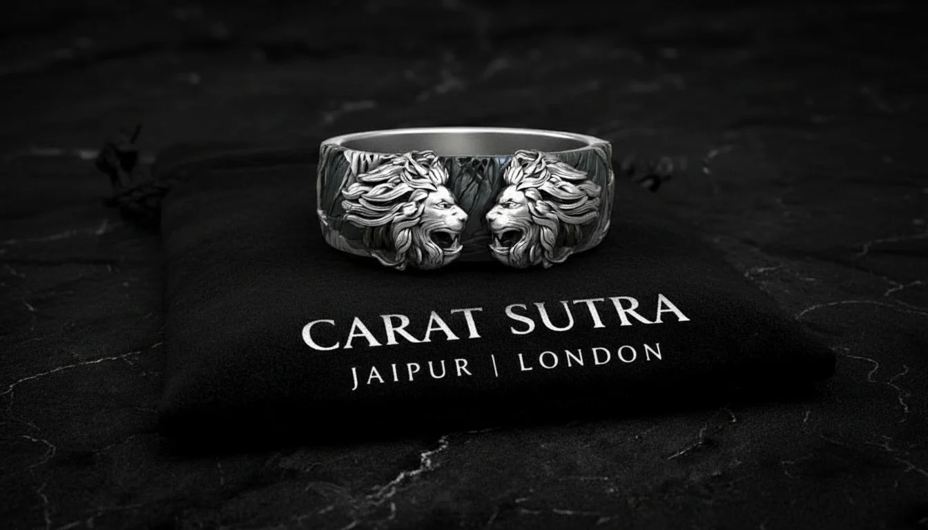 RARE PRINCE by CARAT SUTRA | Unique Designed Band Ring with Lion | 925 Sterling Silver Oxidized Ring | Men's Jewelry | With Certificate of Authenticity and 925 Hallmark - Image 4