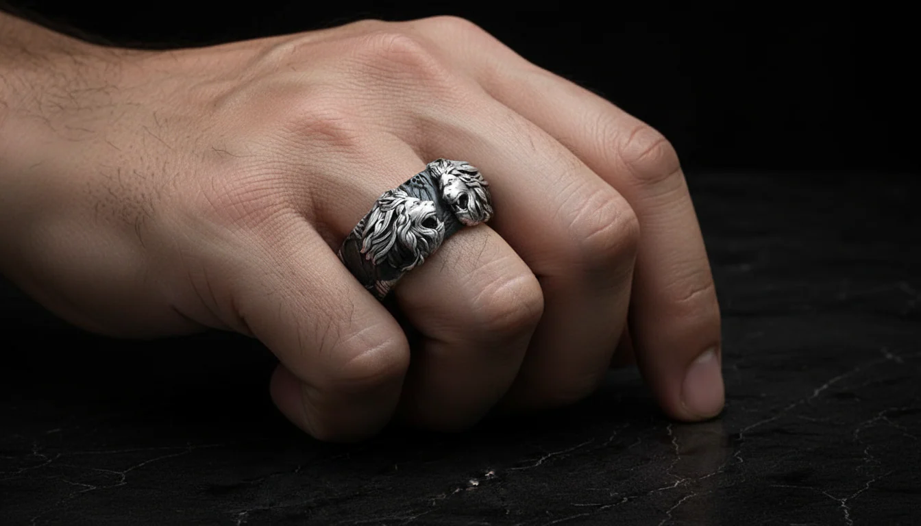 RARE PRINCE by CARAT SUTRA | Unique Designed Band Ring with Lion | 925 Sterling Silver Oxidized Ring | Men's Jewelry | With Certificate of Authenticity and 925 Hallmark - Image 7