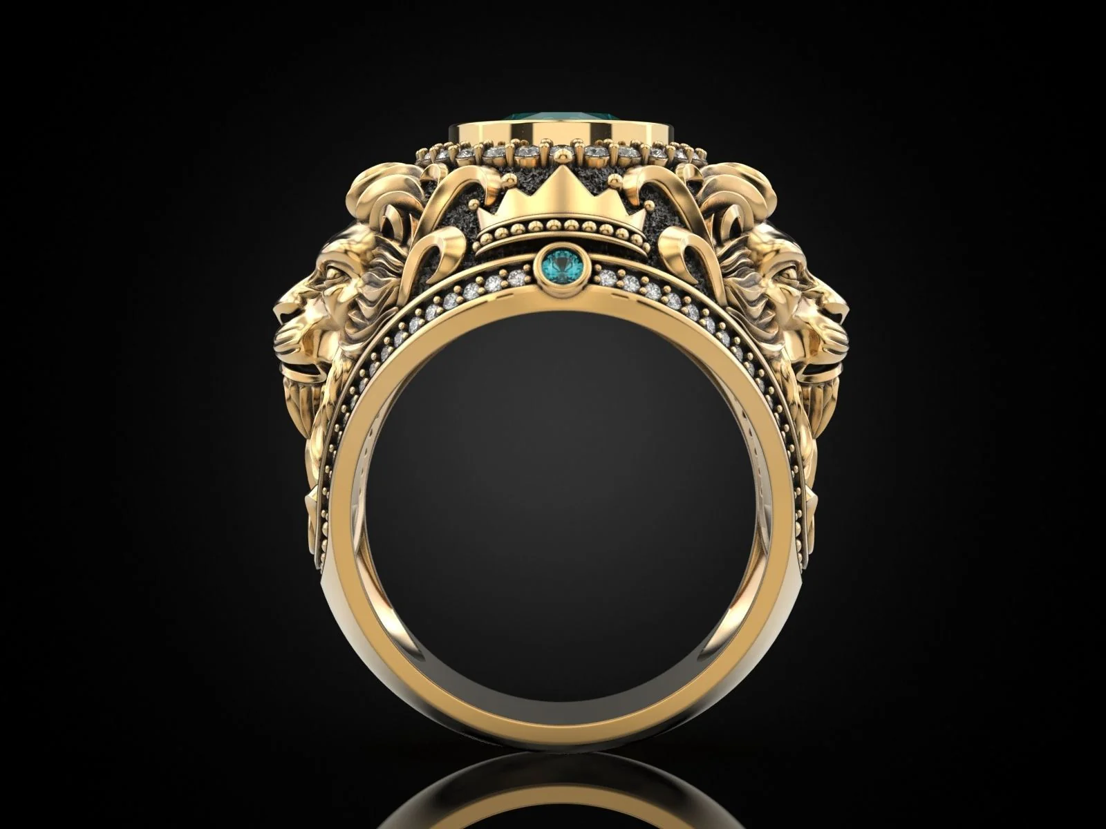 RARE PRINCE by CARAT SUTRA | Unique Designed 22k Gold plated Double Faced Lion Ring with Green Zircon Stone | 925 Sterling Silver Oxidized Ring | Men's Jewelry | With Certificate of Authenticity and 925 Hallmark - Image 6