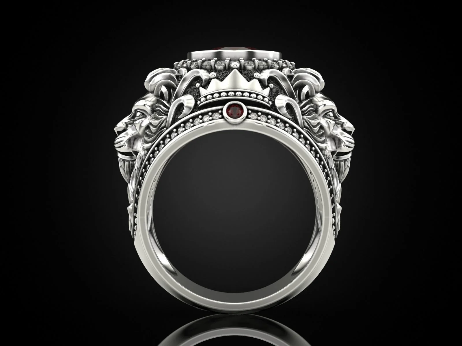 RARE PRINCE by CARAT SUTRA | Unique Designed Double Faced Lion Ring with Red Zircon Stone | 925 Sterling Silver Oxidized Ring | Men's Jewelry | With Certificate of Authenticity and 925 Hallmark - Image 7