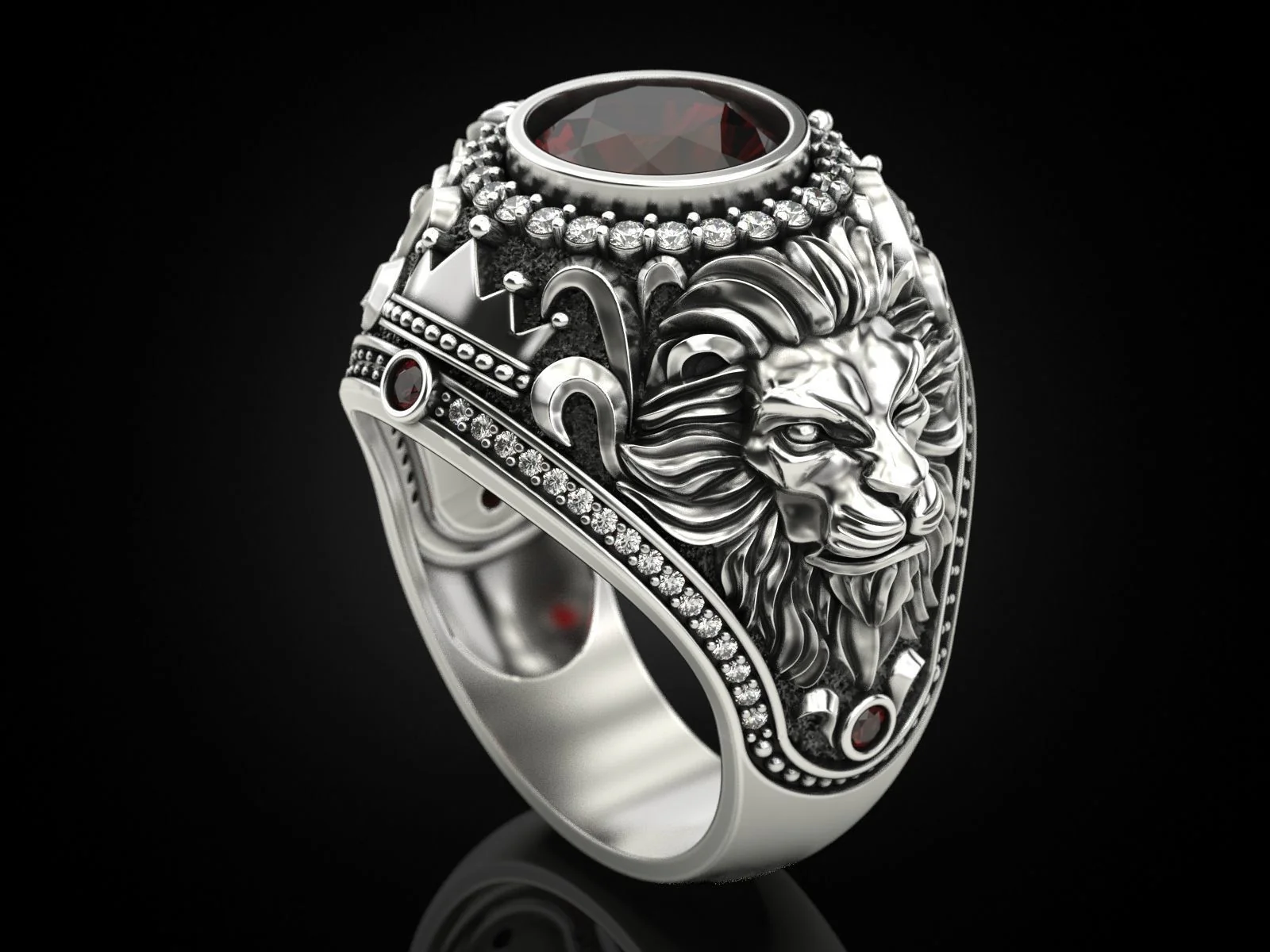 RARE PRINCE by CARAT SUTRA | Unique Designed Double Faced Lion Ring with Red Zircon Stone | 925 Sterling Silver Oxidized Ring | Men's Jewelry | With Certificate of Authenticity and 925 Hallmark - Image 8