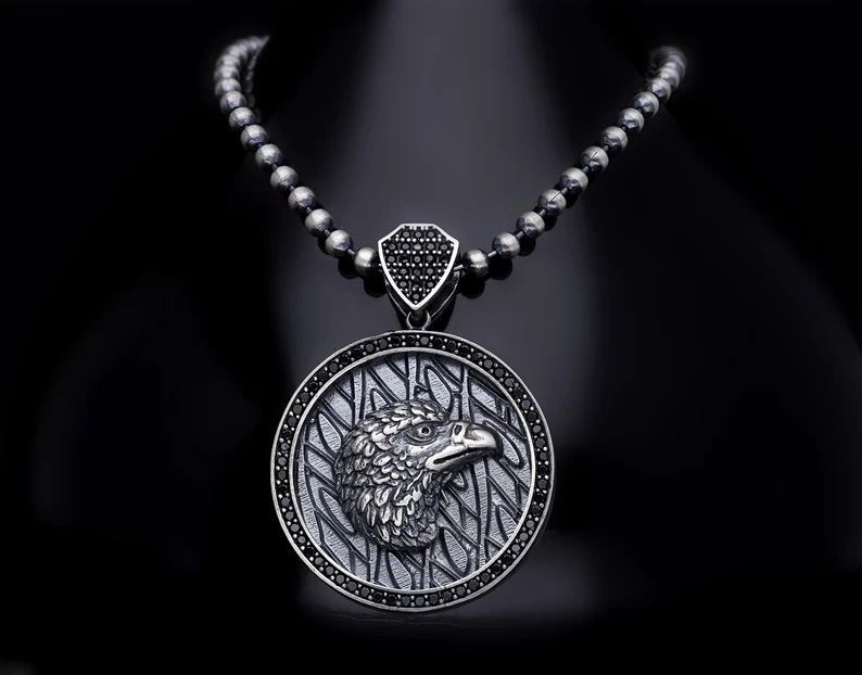 RARE PRINCE by CARAT SUTRA | Unique Designed Eagle Pendant for Men | 925 Sterling Silver Oxidized Eagle Pendant | Men's Jewelry | With Certificate of Authenticity and 925 Hallmark