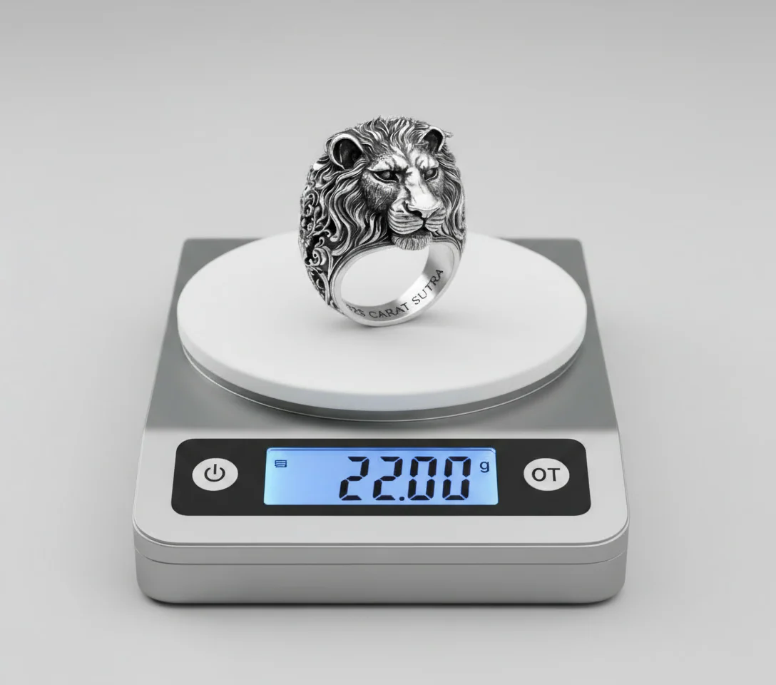 RARE PRINCE by CARAT SUTRA | Unique Designed 3D Lion Face Ring | 925 Sterling Silver Oxidized Ring | Men's Jewelry | With Certificate of Authenticity and 925 Hallmark - Image 5