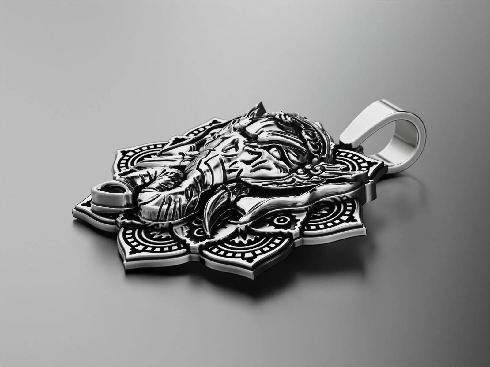 RARE PRINCE by CARAT SUTRA | Unique Designed Ganesha Pendant | 925 Sterling Silver Oxidized Pendant | Men's Jewelry | With Certificate of Authenticity and 925 Hallmark - Image 4