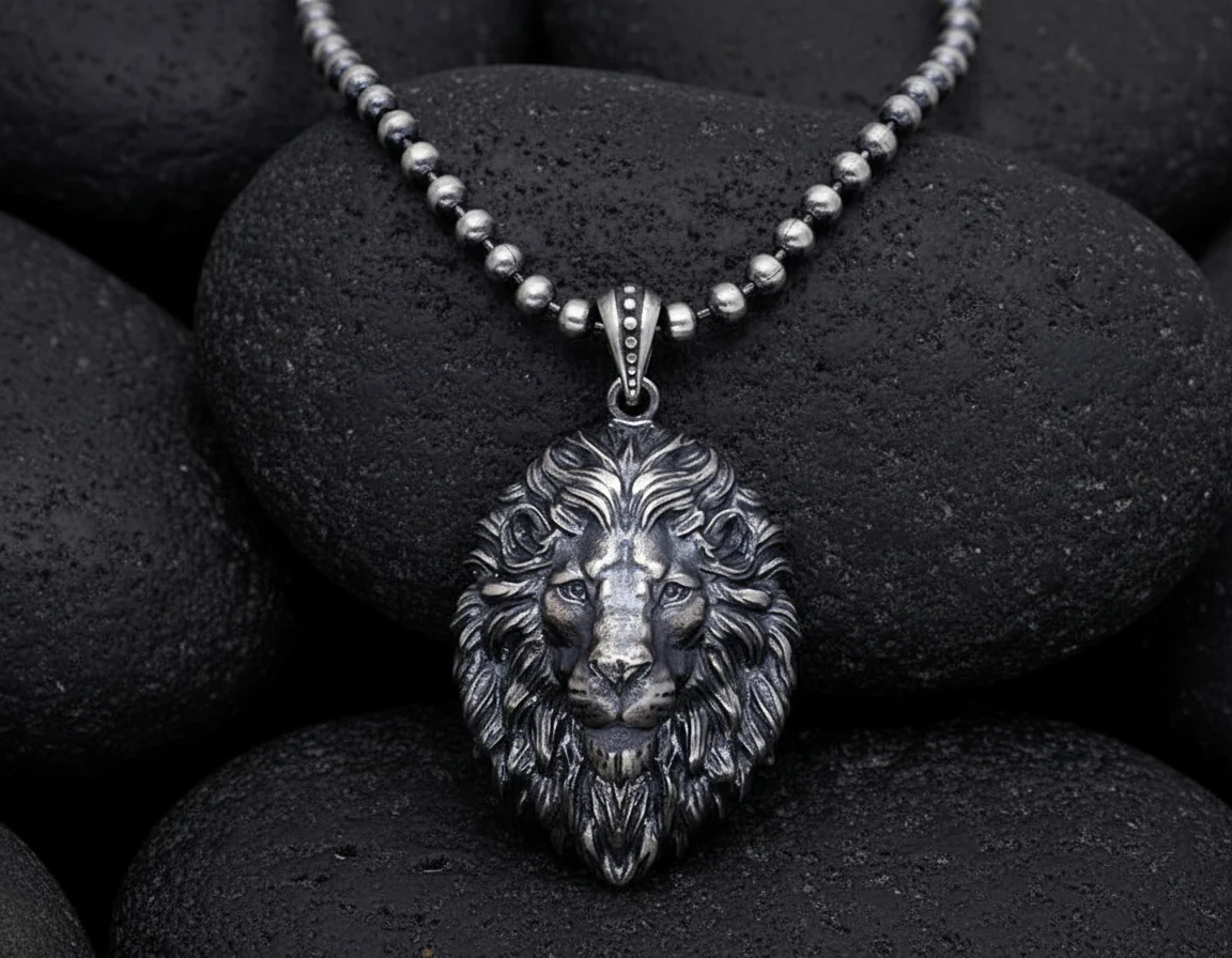 Unique Designed Lion Pendant for Men | 925 Sterling Silver Oxidized Pendant | Men's Jewelry | With Certificate of Authenticity and 925 Hallmark