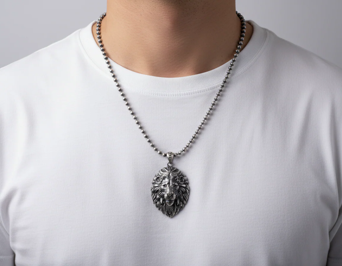 Unique Designed Lion Pendant for Men | 925 Sterling Silver Oxidized Pendant | Men's Jewelry | With Certificate of Authenticity and 925 Hallmark - Image 2