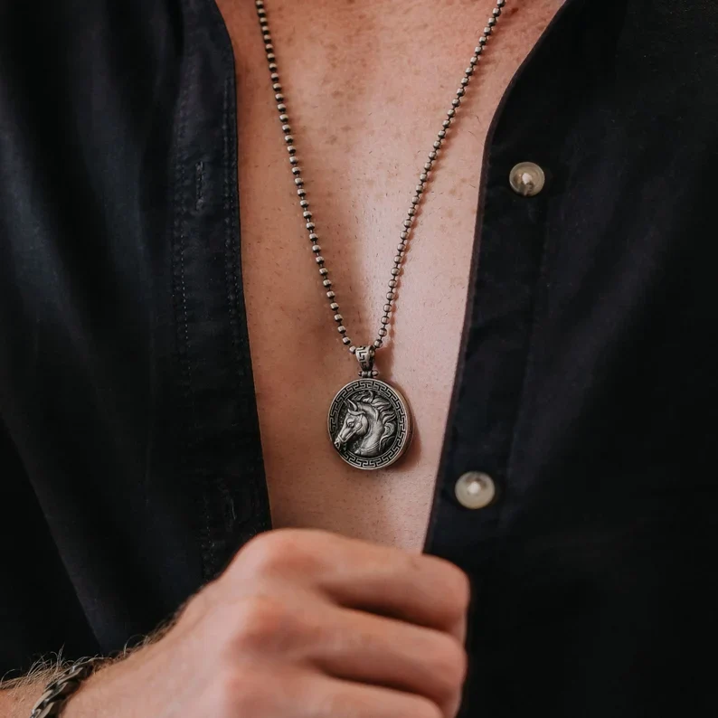 RARE PRINCE by CARAT SUTRA | Unique Designed Horse Pendant for Men | 925 Sterling Silver Oxidized Pendant | Men's Jewelry | With Certificate of Authenticity and 925 Hallmark - Image 4