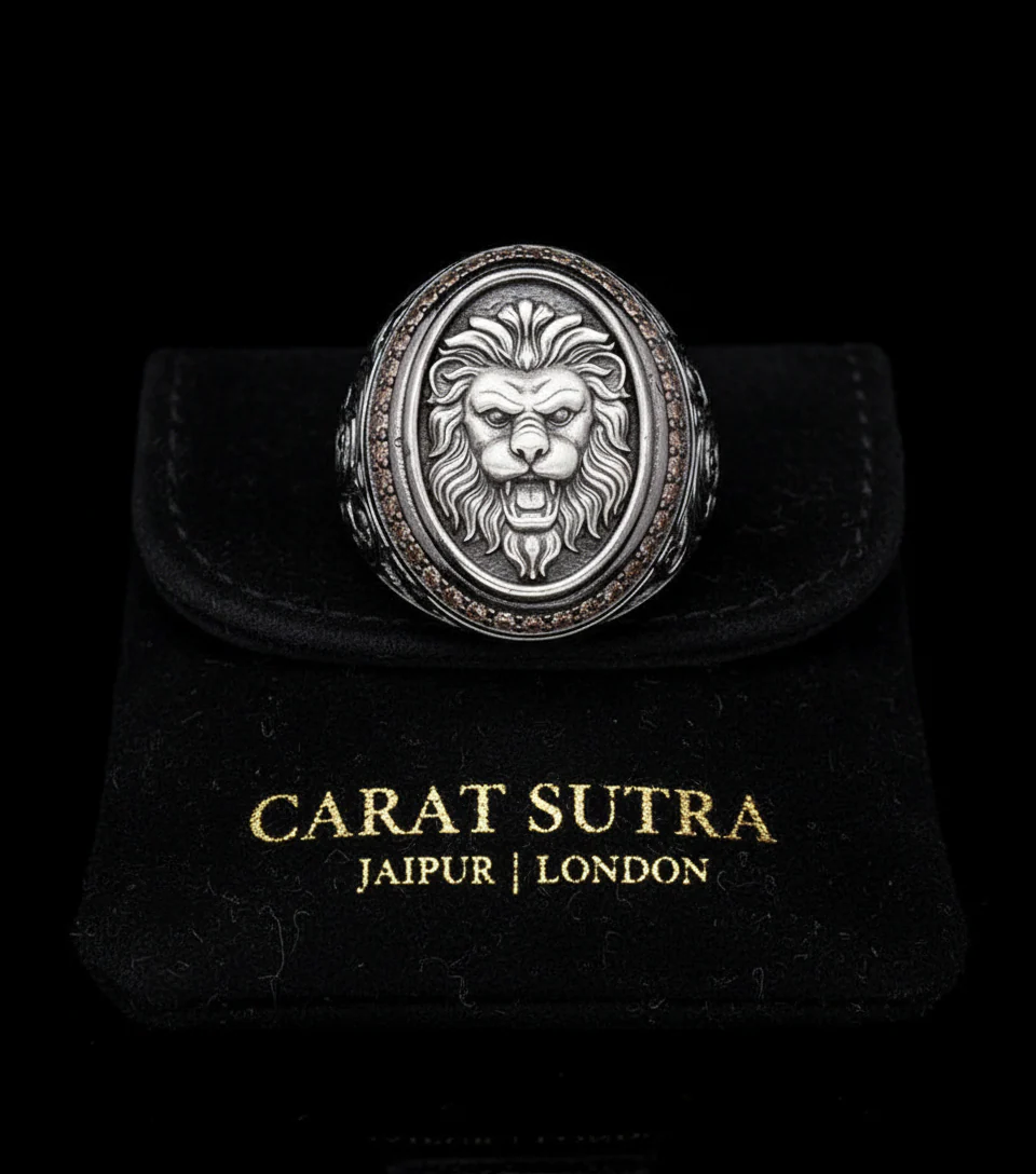 RARE PRINCE by CARAT SUTRA | Unique Designed Lion Ring | 925 Sterling Silver Oxidized Ring | Men's Jewelry | With Certificate of Authenticity and 925 Hallmark - Image 2