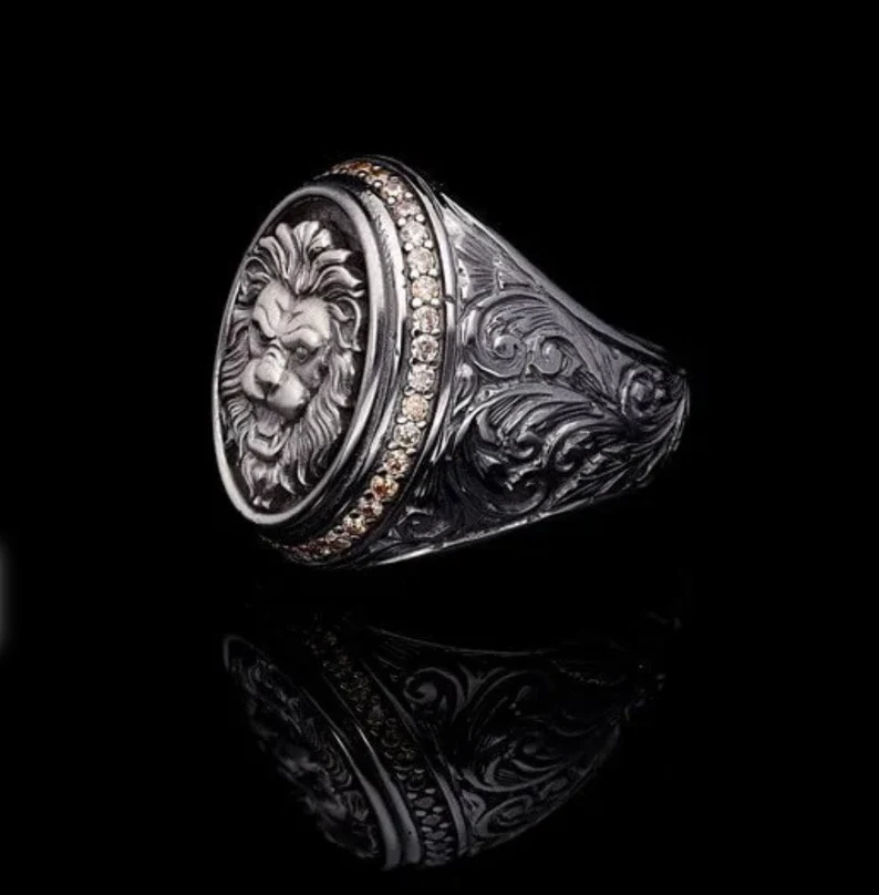 RARE PRINCE by CARAT SUTRA | Unique Designed Lion Ring | 925 Sterling Silver Oxidized Ring | Men's Jewelry | With Certificate of Authenticity and 925 Hallmark - Image 3