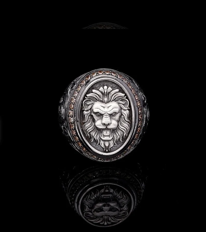 RARE PRINCE by CARAT SUTRA | Unique Designed Lion Ring | 925 Sterling Silver Oxidized Ring | Men's Jewelry | With Certificate of Authenticity and 925 Hallmark - Image 4