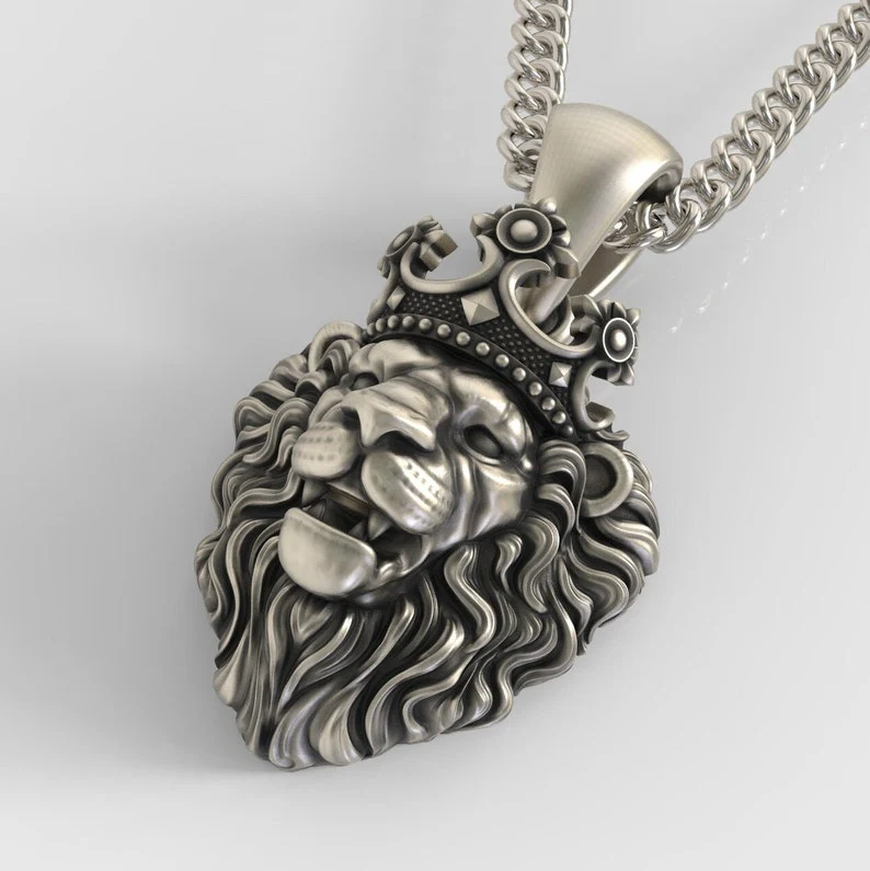 RARE PRINCE by CARAT SUTRA | Unique Designed Lion with Crown Pendant for Men | 925 Sterling Silver Oxidized Pendant | Men's Jewelry | With Certificate of Authenticity and 925 Hallmark - Image 5