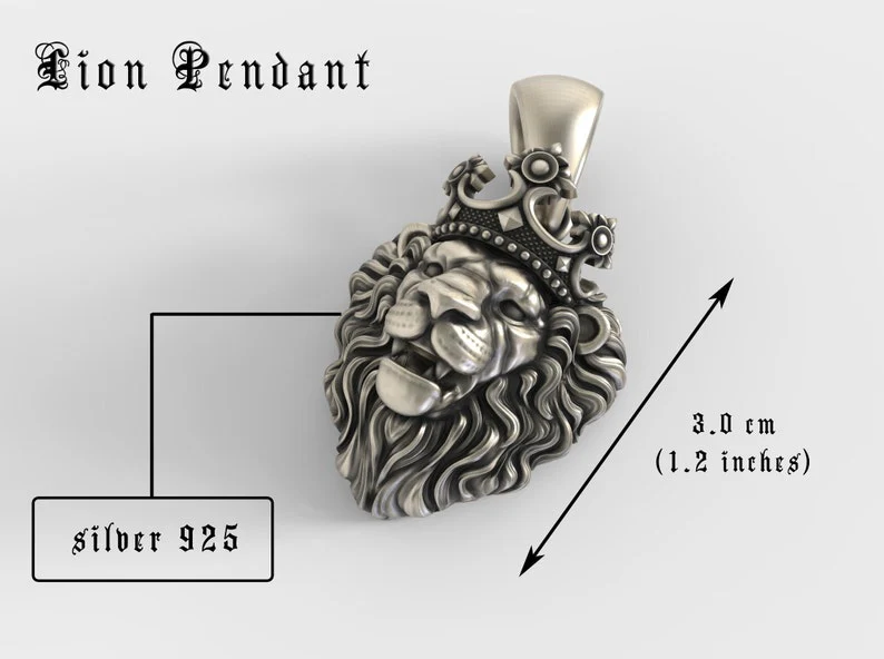 RARE PRINCE by CARAT SUTRA | Unique Designed Lion with Crown Pendant for Men | 925 Sterling Silver Oxidized Pendant | Men's Jewelry | With Certificate of Authenticity and 925 Hallmark - Image 8