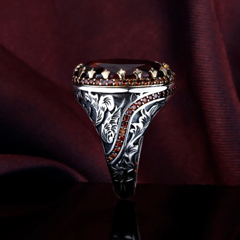 RARE PRINCE by CARAT SUTRA | Unique Designed Ring with Natural Red Ruby | 925 Sterling Silver Oxidized Ring | Men's Jewelry | With Certificate of Authenticity and 925 Hallmark - Image 4