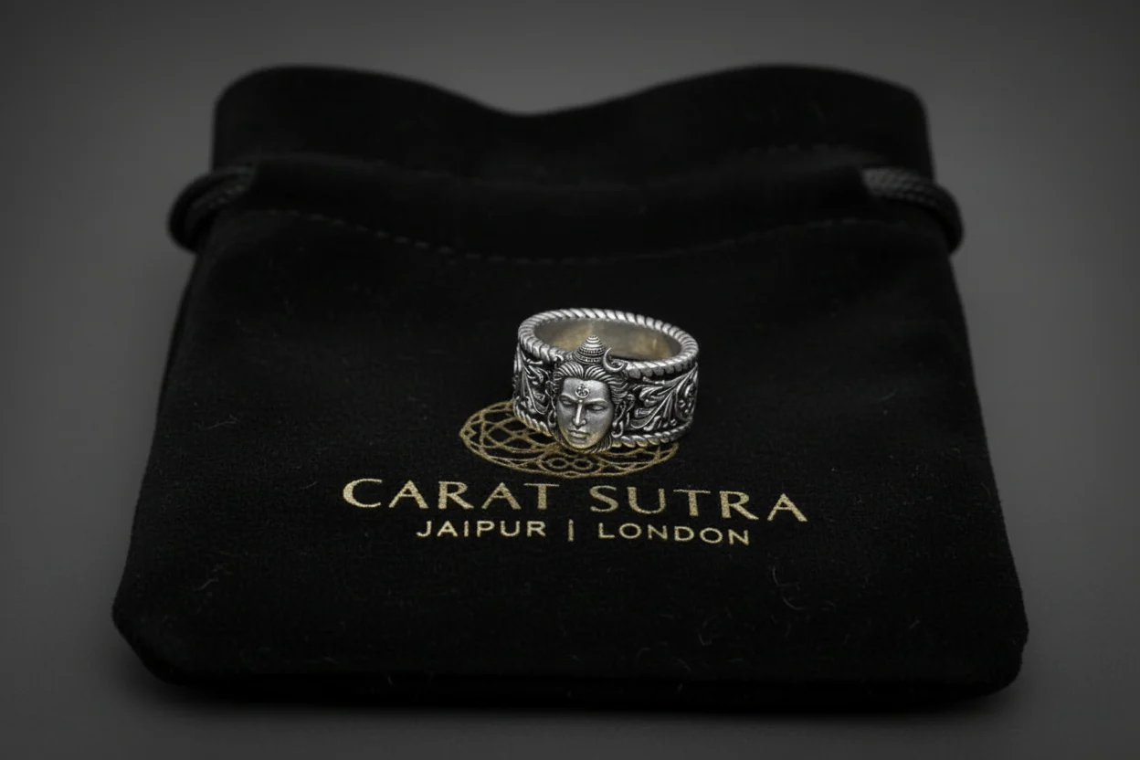 RARE PRINCE by CARAT SUTRA | Unique Designed Solid 3D Shiva Face Band Ring | 925 Sterling Silver Oxidized Ring | With Certificate of Authenticity and 925 Hallmark - Image 2