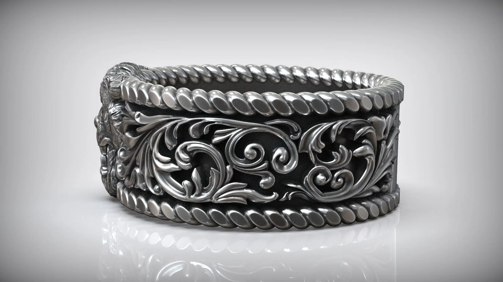 RARE PRINCE by CARAT SUTRA | Unique Designed Solid 3D Tiger Face Band Ring | 925 Sterling Silver Oxidized Ring | Men's Jewelry | With Certificate of Authenticity and 925 Hallmark - Image 4