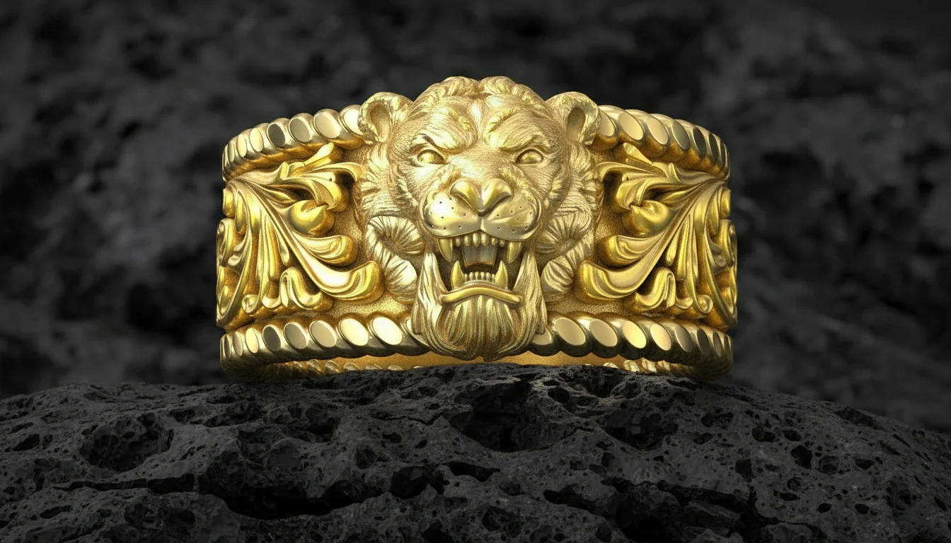 RARE PRINCE by CARAT SUTRA | Unique Designed Solid 3D Tiger Face Band Ring | 925 Sterling Silver Oxidized Ring | Men's Jewelry | With Certificate of Authenticity and 925 Hallmark - Image 6
