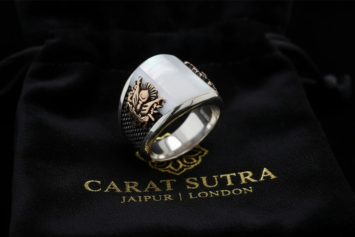 Unique Designed Turkish Style Curved Ring with Mother Of Pearl | 925 Sterling Silver Ring |With Certificate of Authenticity and 925 Hallmark - Image 3
