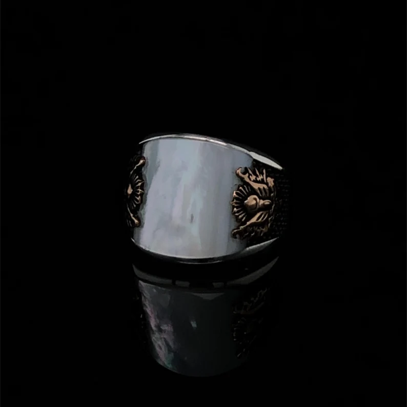 Unique Designed Turkish Style Curved Ring with Mother Of Pearl | 925 Sterling Silver Ring |With Certificate of Authenticity and 925 Hallmark - Image 5