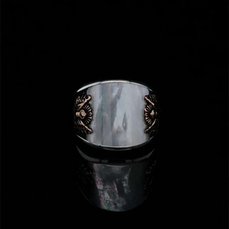Unique Designed Turkish Style Curved Ring with Mother Of Pearl | 925 Sterling Silver Ring |With Certificate of Authenticity and 925 Hallmark - Image 6