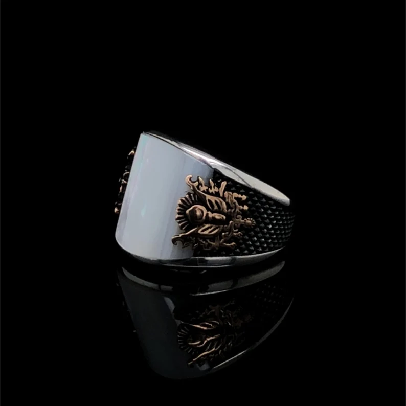 Unique Designed Turkish Style Curved Ring with Mother Of Pearl | 925 Sterling Silver Ring |With Certificate of Authenticity and 925 Hallmark - Image 7