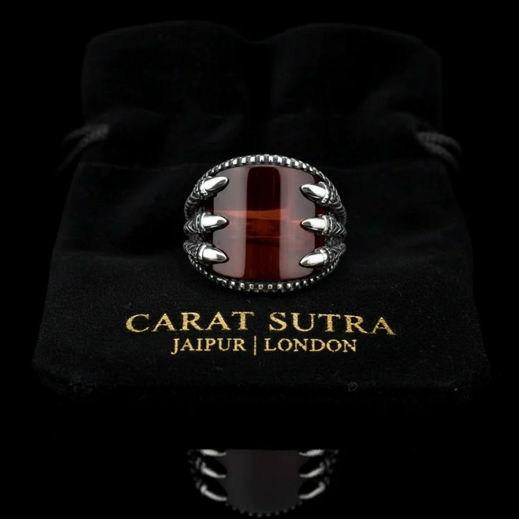 RARE PRINCE by CARAT SUTRA | Unique Designed Turkish Style Curved Ring with Natural Gomed | 925 Sterling Silver Ring | Men's Jewelry | With Certificate of Authenticity and 925 Hallmark - Image 2