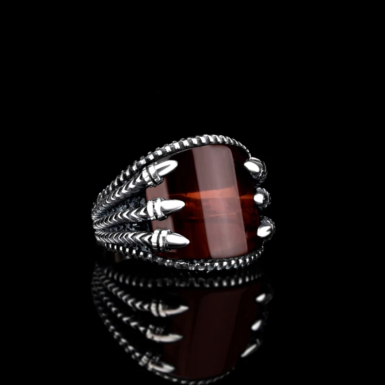 RARE PRINCE by CARAT SUTRA | Unique Designed Turkish Style Curved Ring with Natural Gomed | 925 Sterling Silver Ring | Men's Jewelry | With Certificate of Authenticity and 925 Hallmark - Image 3