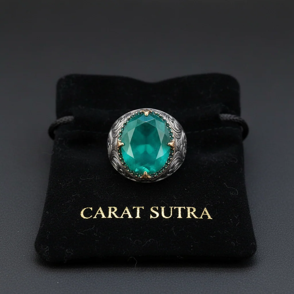 Unique Designed Turkish Style Ring with Natural Zambian Emerald | 925 Sterling Silver Oxidized Ring | With Certificate of Authenticity and 925 Hallmark - Image 3