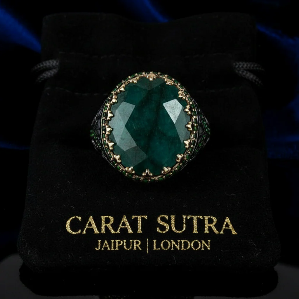 Unique Designed Turkish Style Ring with Natural Emerald | 925 Sterling Silver Oxidized Ring |With Certificate of Authenticity and 925 Hallmark - Image 3