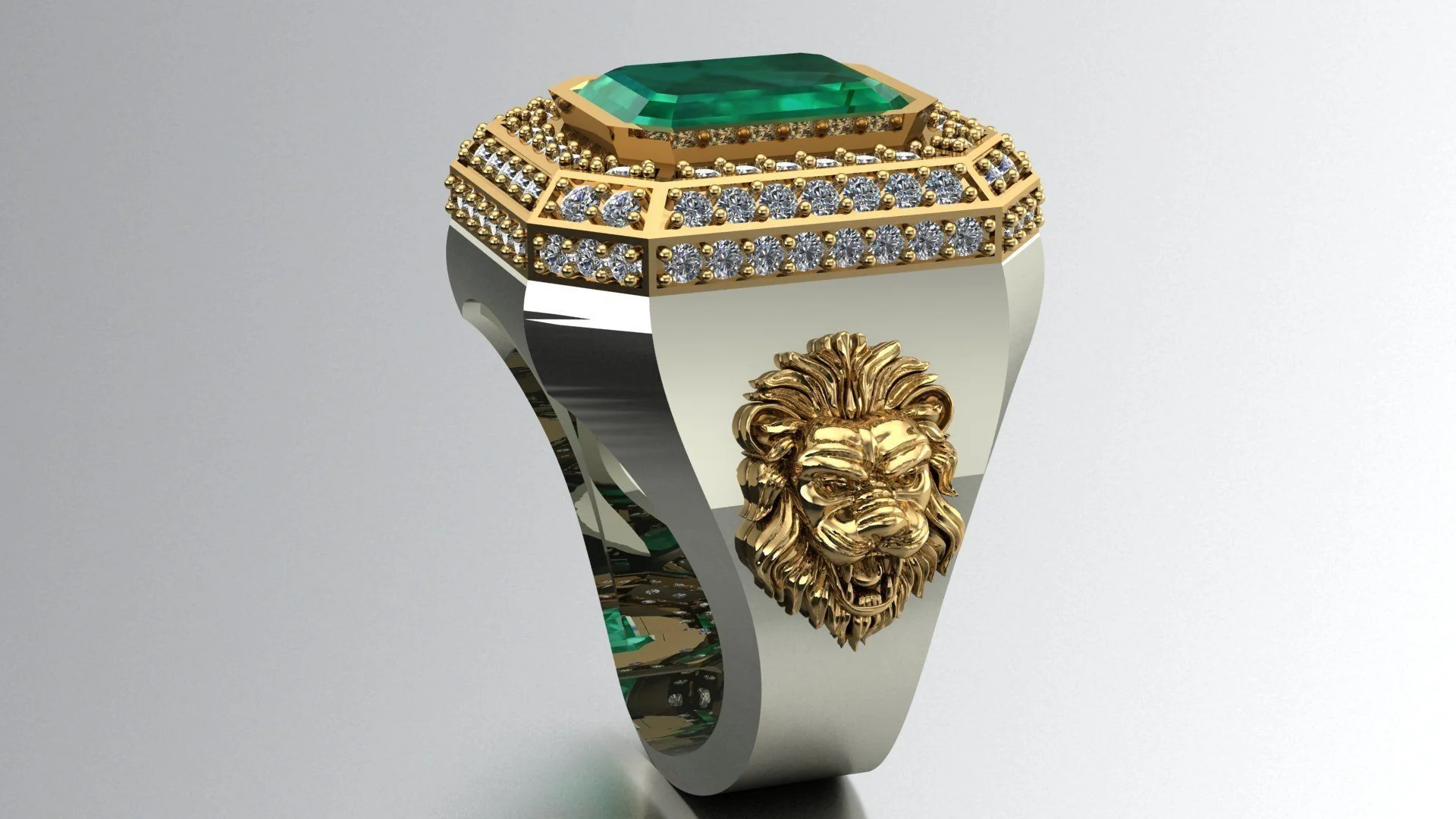 RARE PRINCE by CARAT SUTRA | Unique Designed Turkish Style Ring with Emerald with lion Face | 925 Sterling Silver Oxidized Ring | Men's Jewelry | With Certificate of Authenticity and 925 Hallmark - Image 3
