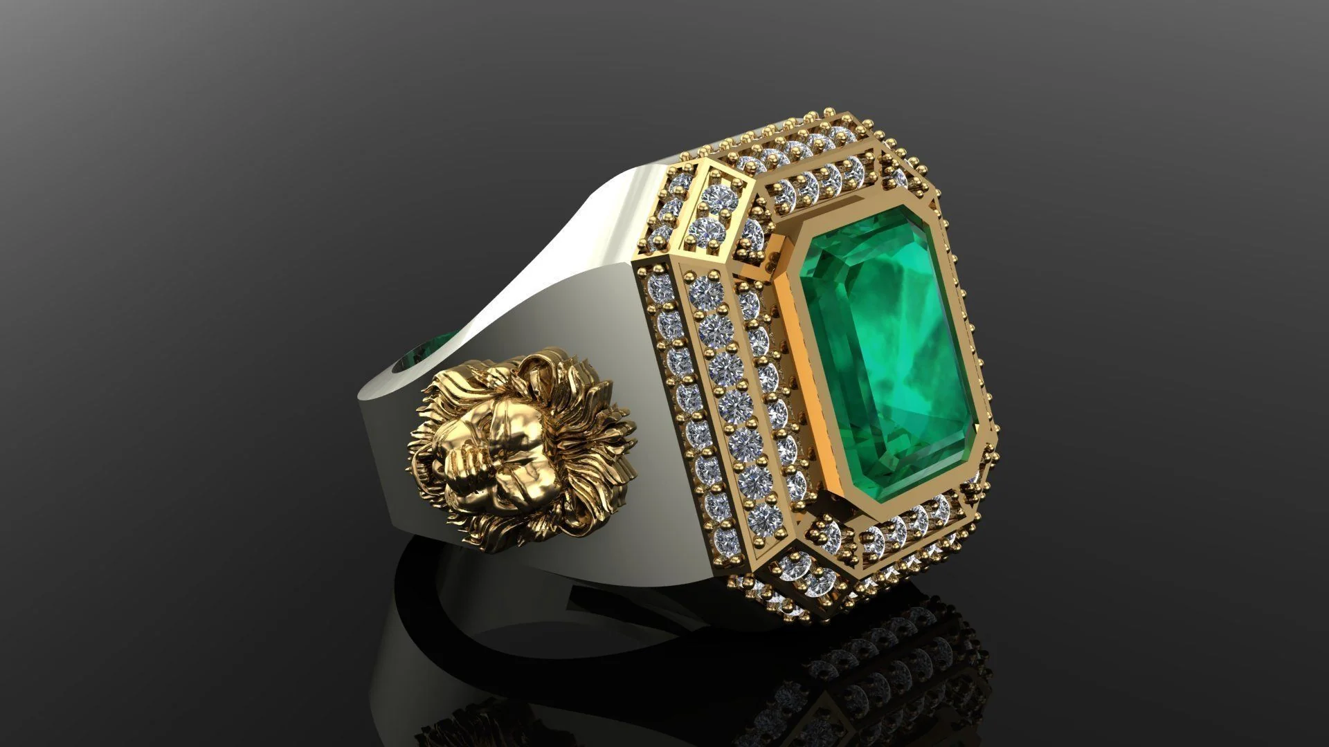 RARE PRINCE by CARAT SUTRA | Unique Designed Turkish Style Ring with Emerald with lion Face | 925 Sterling Silver Oxidized Ring | Men's Jewelry | With Certificate of Authenticity and 925 Hallmark - Image 4