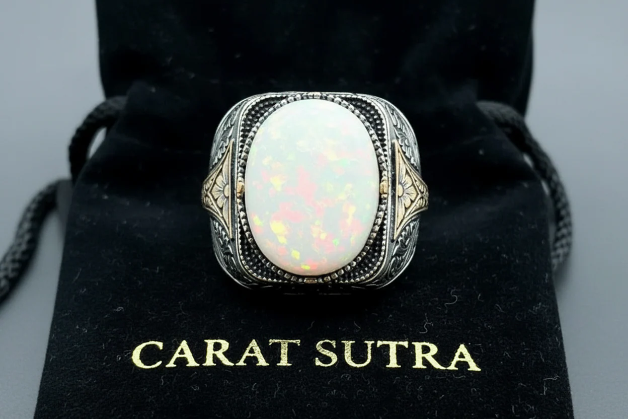Unique Designed Turkish Style Ring with14ct Fire Australian Opal | 925 Sterling Silver Oxidized Ring | With Certificate of Authenticity and 925 Hallmark - Image 3