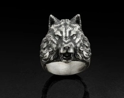 RARE PRINCE by CARAT SUTRA | Unique Designed Wolf Face Ring | 925 Sterling Silver Oxidized Ring | Men's Jewelry | With Certificate of Authenticity and 925 Hallmark - Image 2