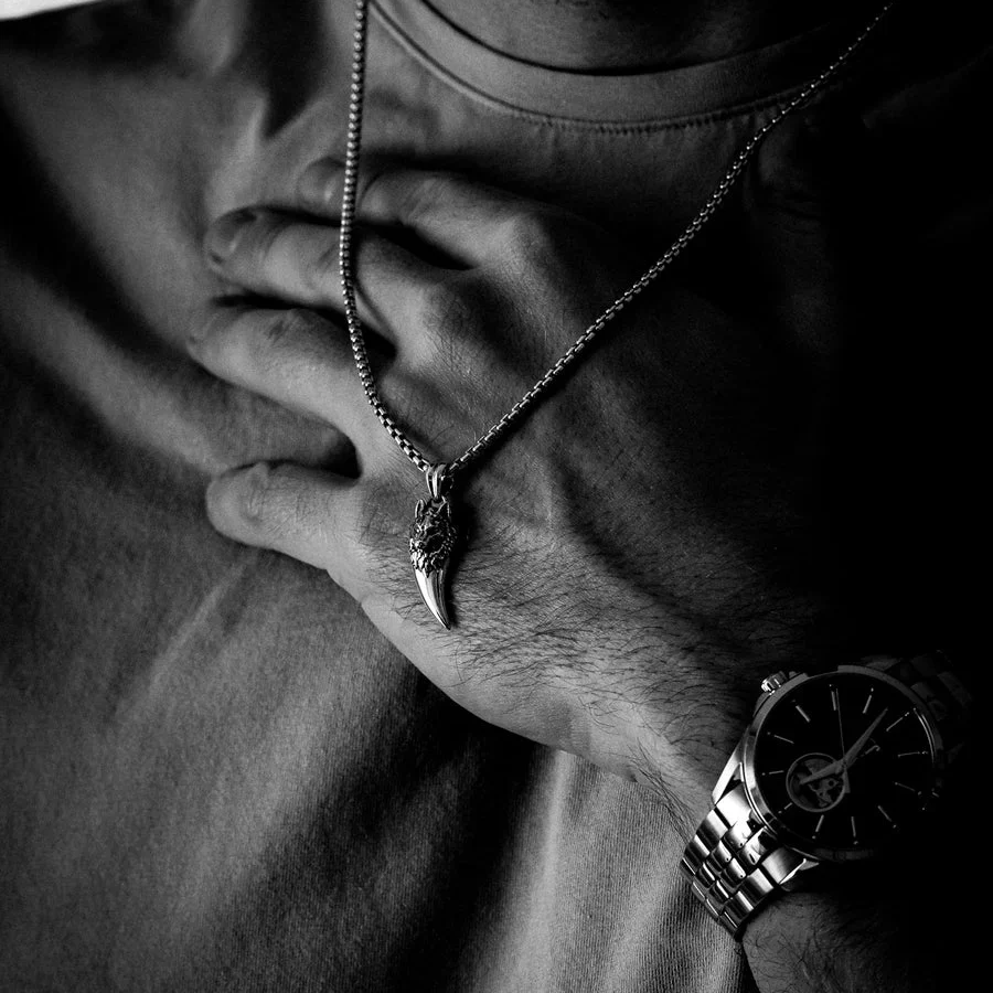 RARE PRINCE by CARAT SUTRA | Unique Designed Wolf Nail Pendant for Men | 925 Sterling Silver Oxidized Pendant | Men's Jewelry | With Certificate of Authenticity and 925 Hallmark - Image 3