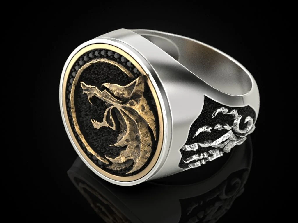 RARE PRINCE by CARAT SUTRA | Unique Designed Wolf Witcher Face Ring | 925 Sterling Silver Oxidized Ring Studded with Black Zircons stones | Men's Jewelry | With Certificate of Authenticity and 925 Hallmark - Image 3