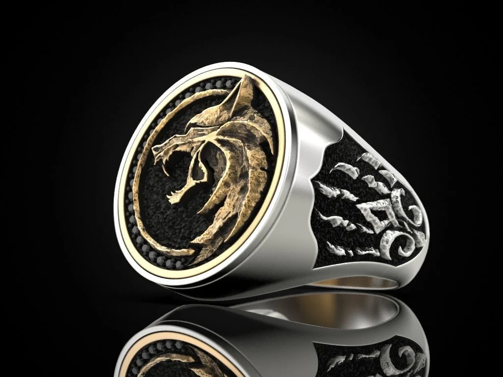 RARE PRINCE by CARAT SUTRA | Unique Designed Wolf Witcher Face Ring | 925 Sterling Silver Oxidized Ring Studded with Black Zircons stones | Men's Jewelry | With Certificate of Authenticity and 925 Hallmark - Image 4