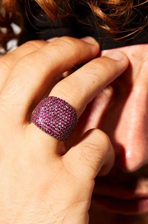 RARE PRINCE by CARAT SUTRA | Unique Handmade Turkish Style Ring Studded with AAA+ Ruby Stones | 925 Sterling Silver Ring | Men's Jewelry | With Certificate of Authenticity and 925 Hallmark - Image 3