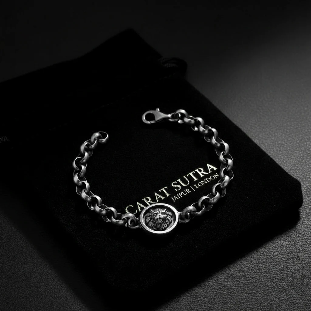 RARE PRINCE by CARAT SUTRA | Unique Oxidized Lion Head Bracelet for Men | 925 Sterling Silver Bracelet | Men's Jewelry | With Certificate of Authenticity and 925 Hallmark - Image 4
