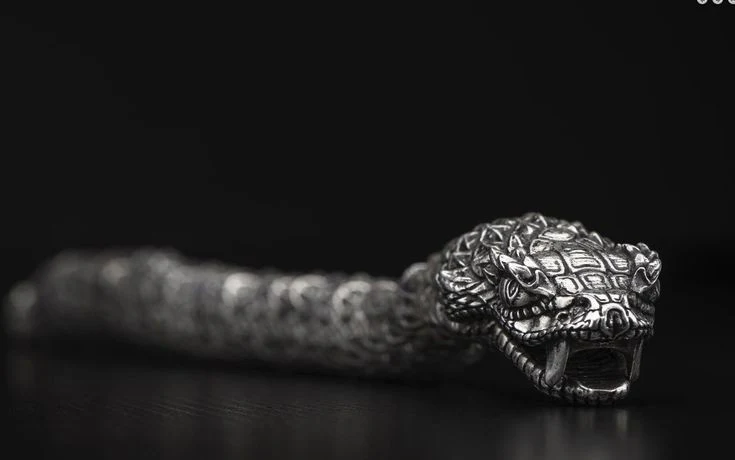 12mm wide, Unique Oxidized Snake Bracelet | 925 Sterling Silver Oxidized Bracelet | Unisex Jewelry | With Certificate of Authenticity and 925 Hallmark - Image 3