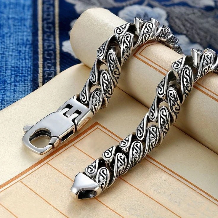 Unique 14mm wide Retro Silver Oxidized Bracelet for Men | 925 Sterling Silver Bracelet | Men's Jewelry | With Certificate of Authenticity and 925 Hallmark - Image 2