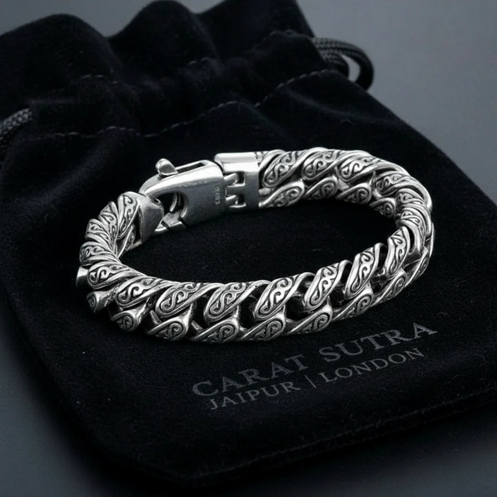 Unique 14mm wide Retro Silver Oxidized Bracelet for Men | 925 Sterling Silver Bracelet | Men's Jewelry | With Certificate of Authenticity and 925 Hallmark - Image 3