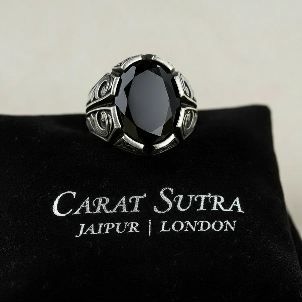 Unique Turkish Style Ring with Natural Black Onyx | Black Rhodium & Gold Plated 925 Sterling Silver Ring | Men's Jewelry | With Certificate of Authenticity and 925 Hallmark - Image 7