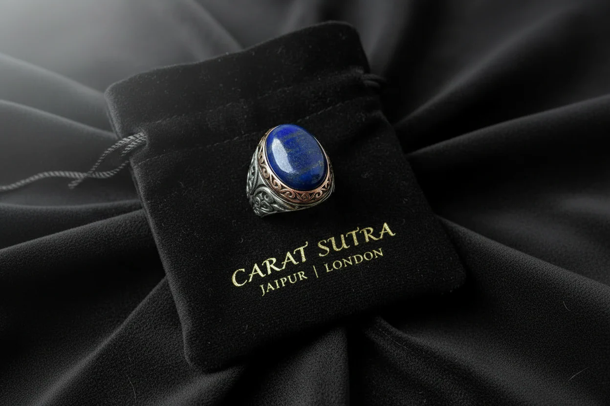 RARE PRINCE by CARAT SUTRA | Unique Turkish Style Ring with Natural Blue Lapis Lazuli | 925 Sterling Silver Oxidized Ring | Men's Jewelry | With Certificate of Authenticity and 925 Hallmark - Image 3
